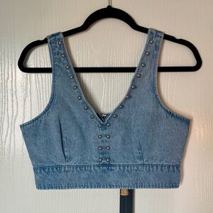 House of Harlow 1960 Studded Denim Top
